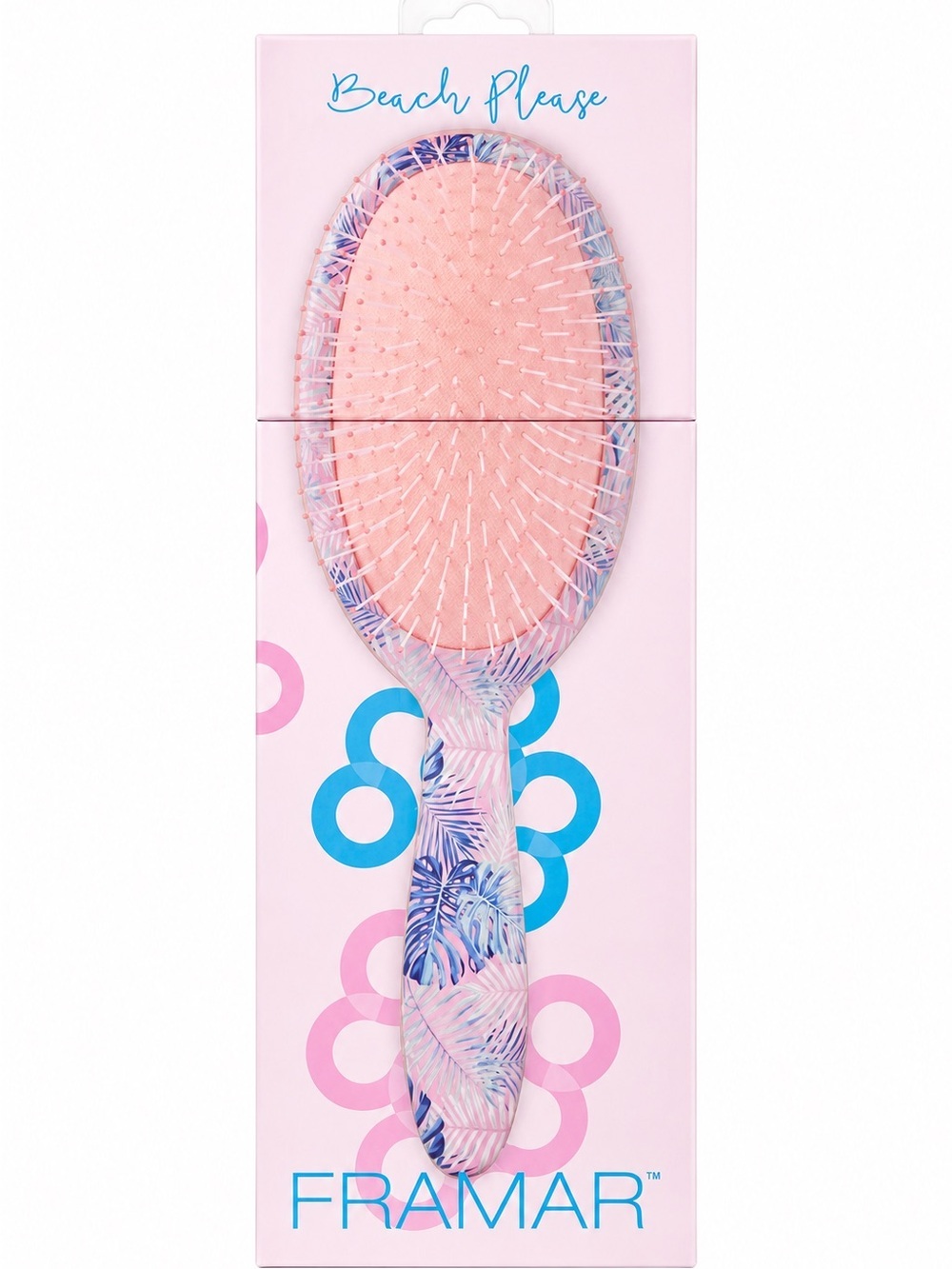 Framar Beach Please Detangling Hair Brush Wet Dry Tropical Leaves NIB New